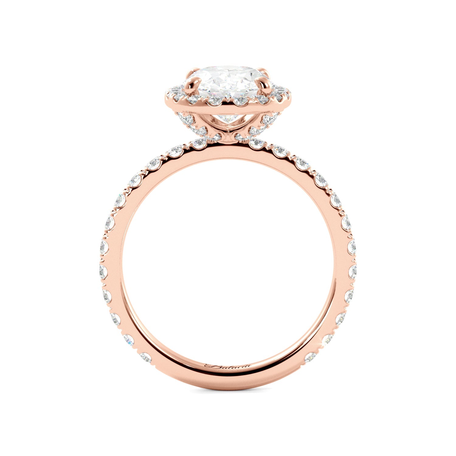 Oval Halo Pave 3/4 Eternity Engagement Ring - Balacia