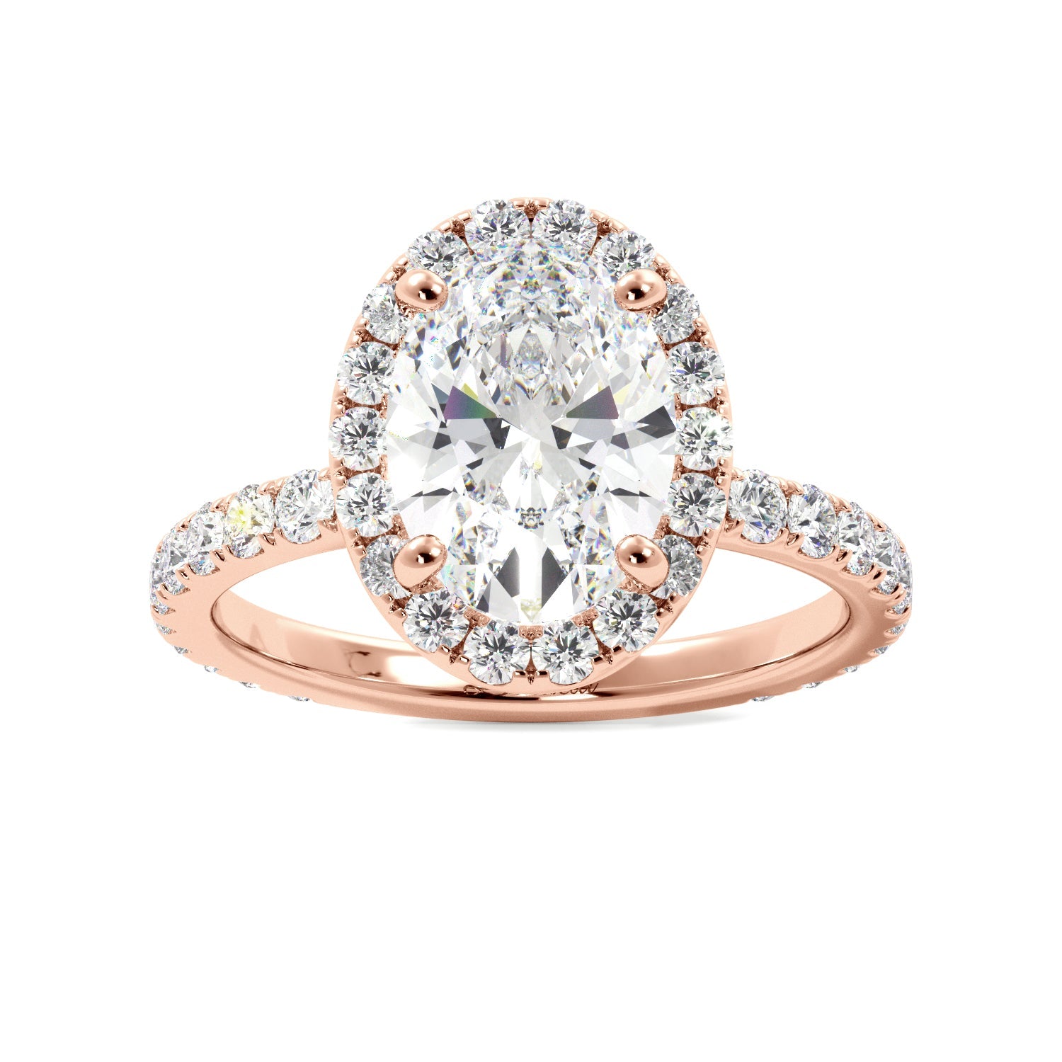 Oval Halo Pave 3/4 Eternity Engagement Ring - Balacia