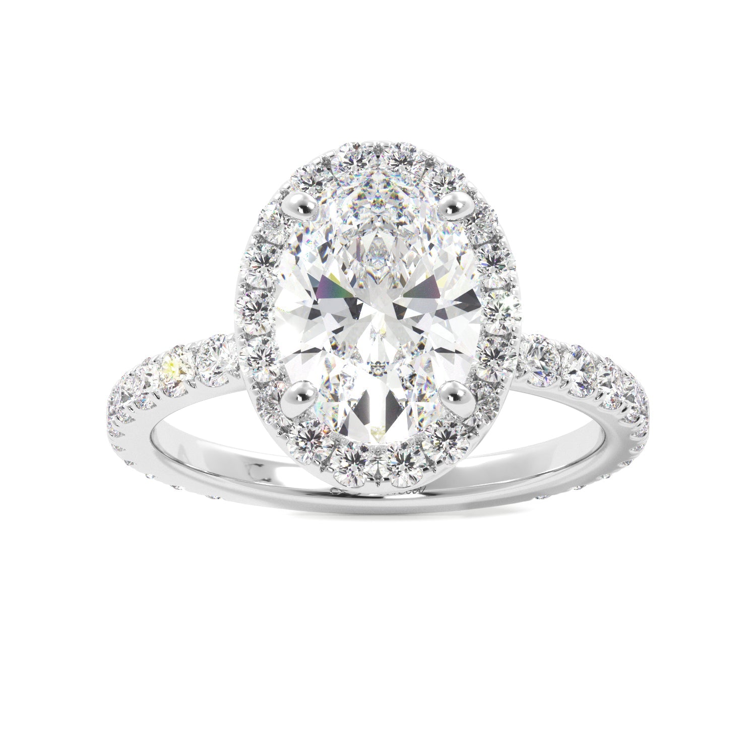 Oval Halo Pave 3/4 Eternity Engagement Ring - Balacia