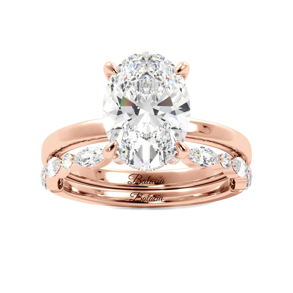 Oval Hidden Halo Engagement Ring - Balacia