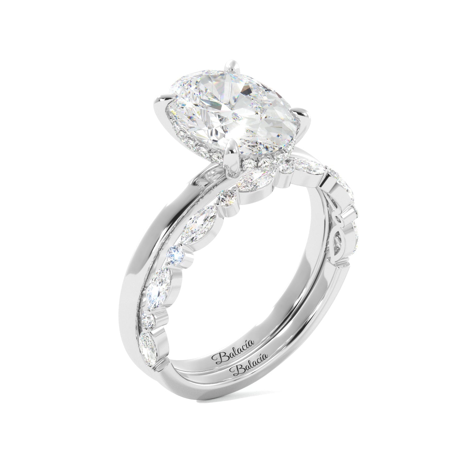 Oval Hidden Halo Engagement Ring - Balacia