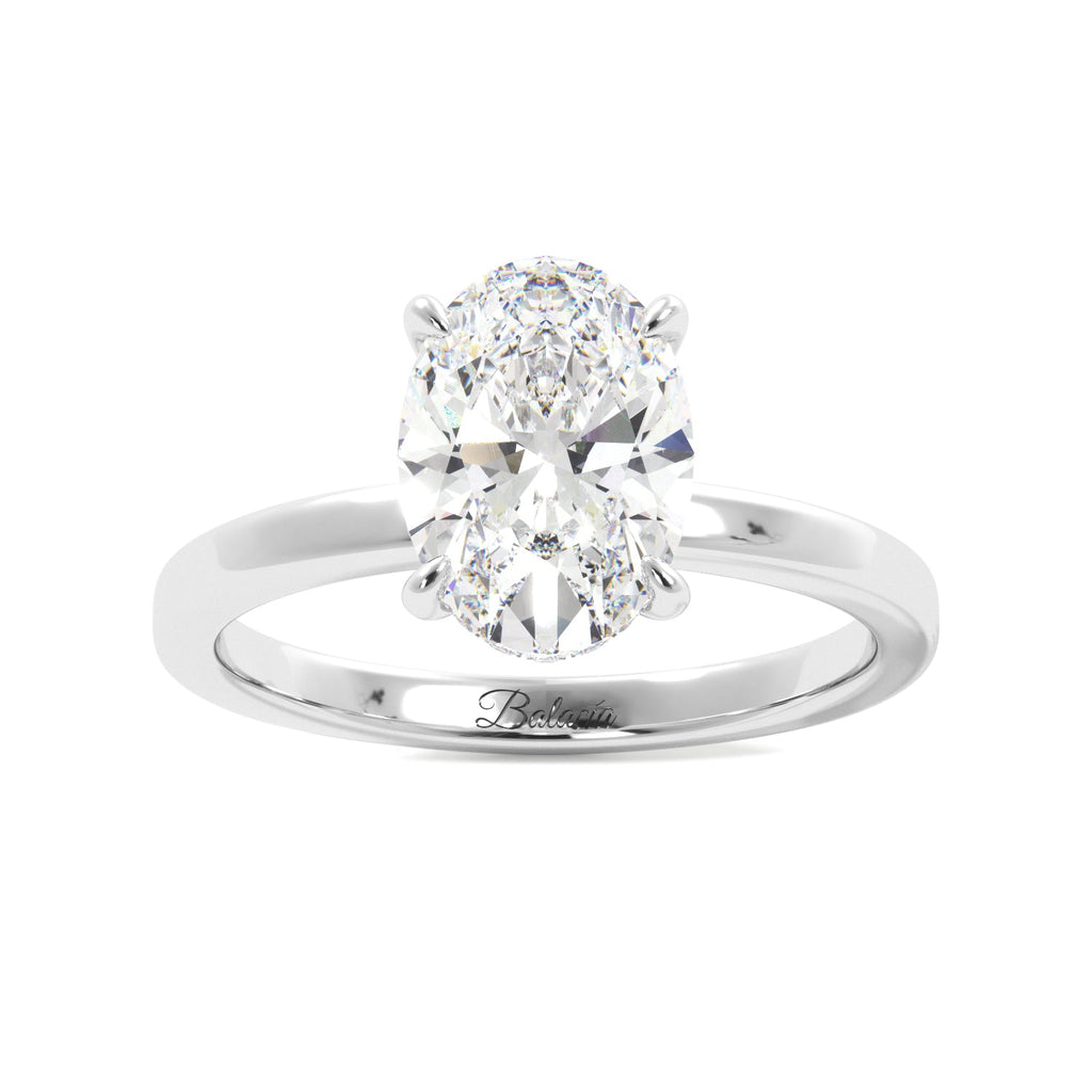 Oval Hidden Halo Solitaire Engagement Ring - Balacia