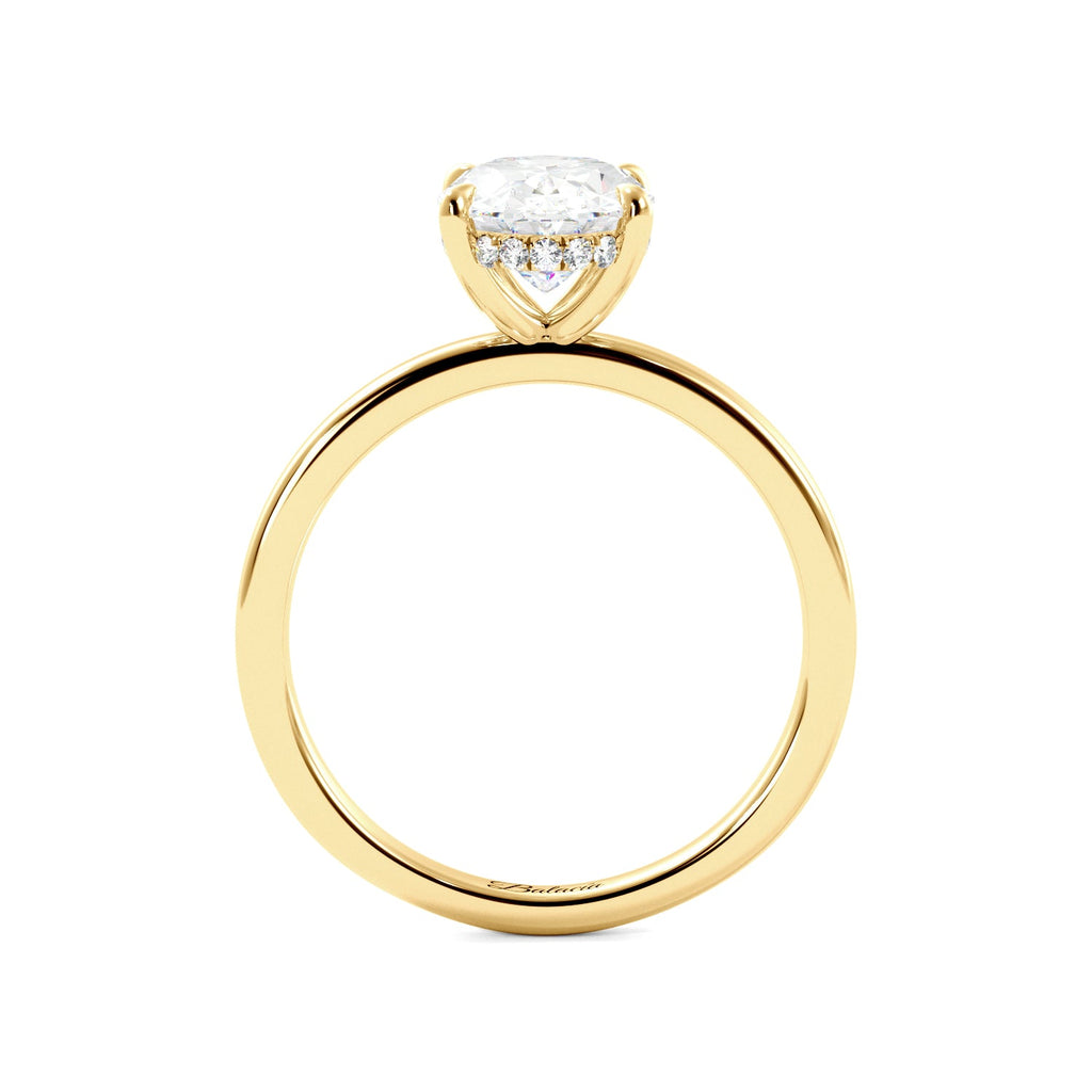 Oval Hidden Halo Solitaire Engagement Ring - Balacia