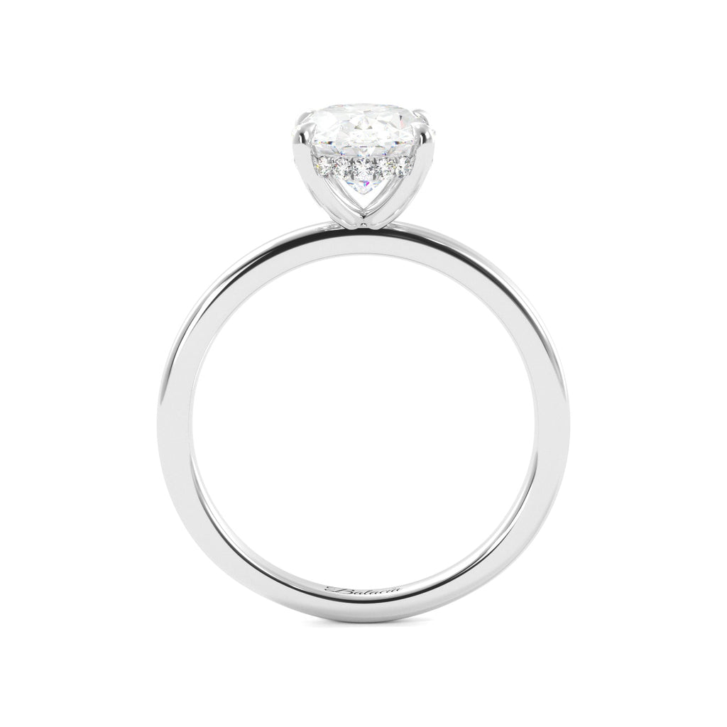 Oval Hidden Halo Solitaire Engagement Ring - Balacia