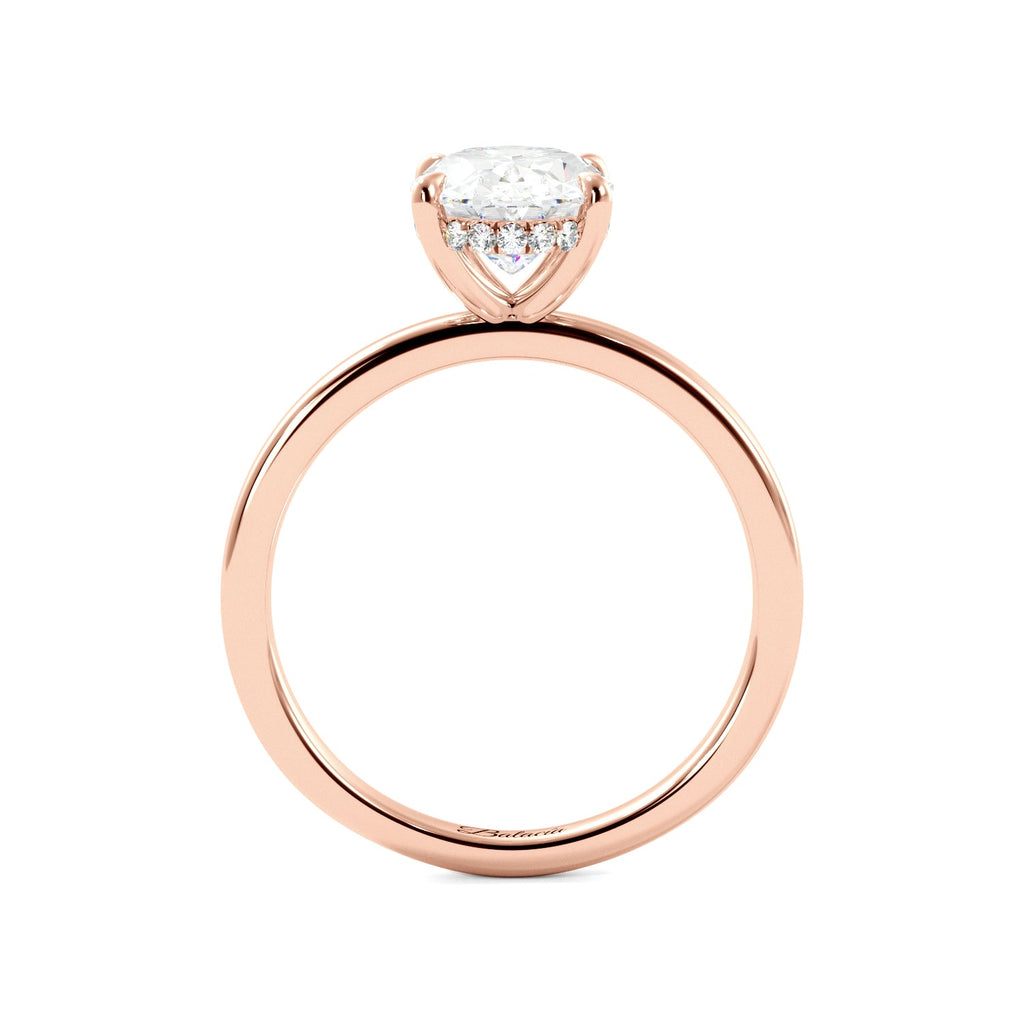 Oval Hidden Halo Solitaire Engagement Ring - Balacia