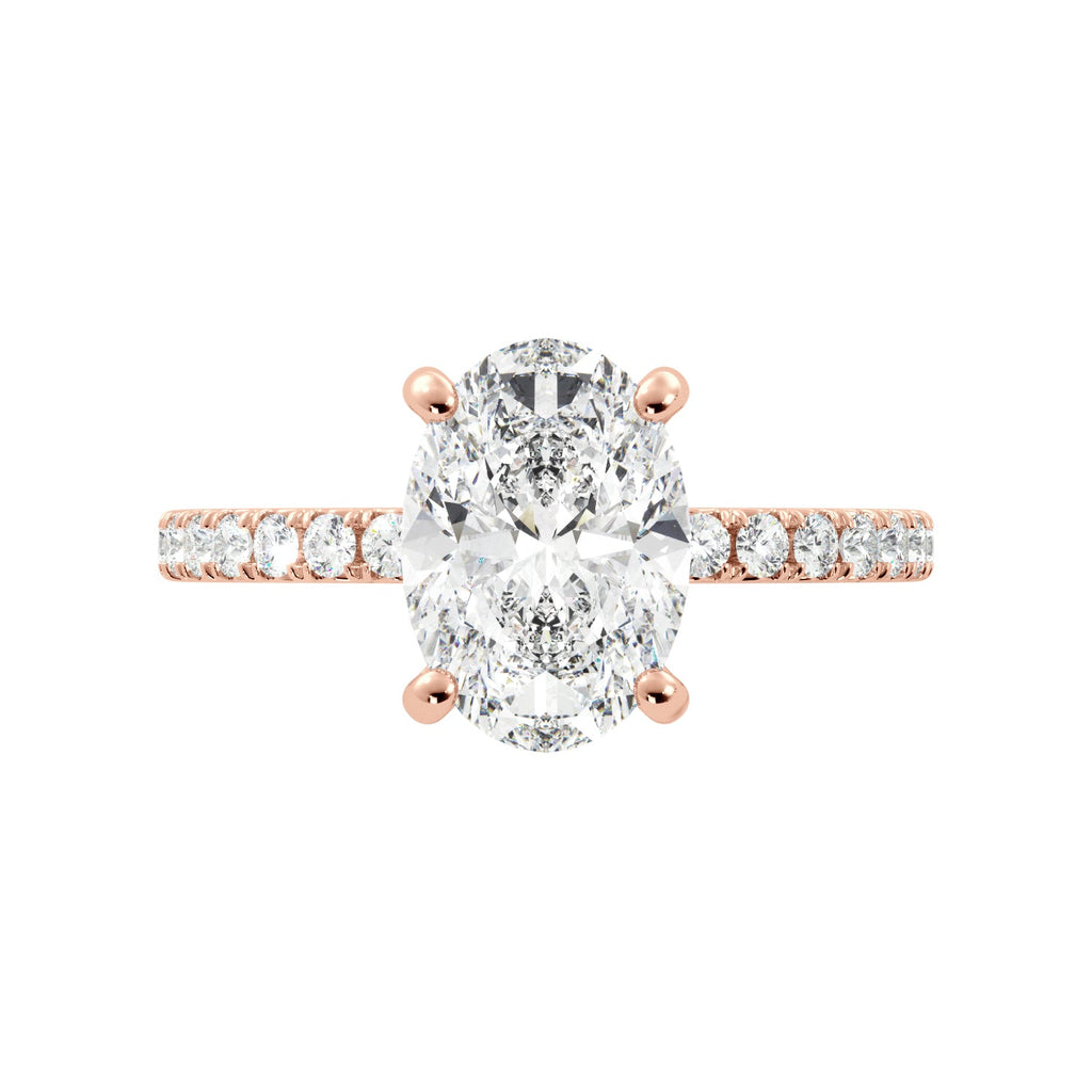 Oval Moissanite Hidden Halo Engagement Ring - Balacia