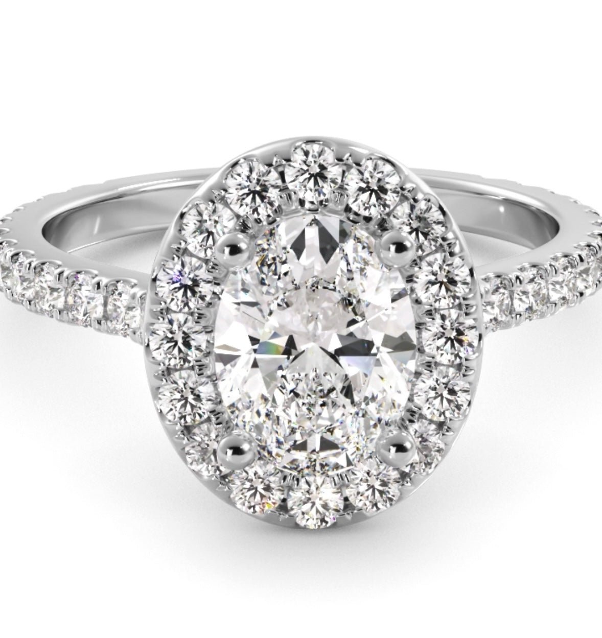 Oval Natural Diamond Halo Engagement Ring - Balacia