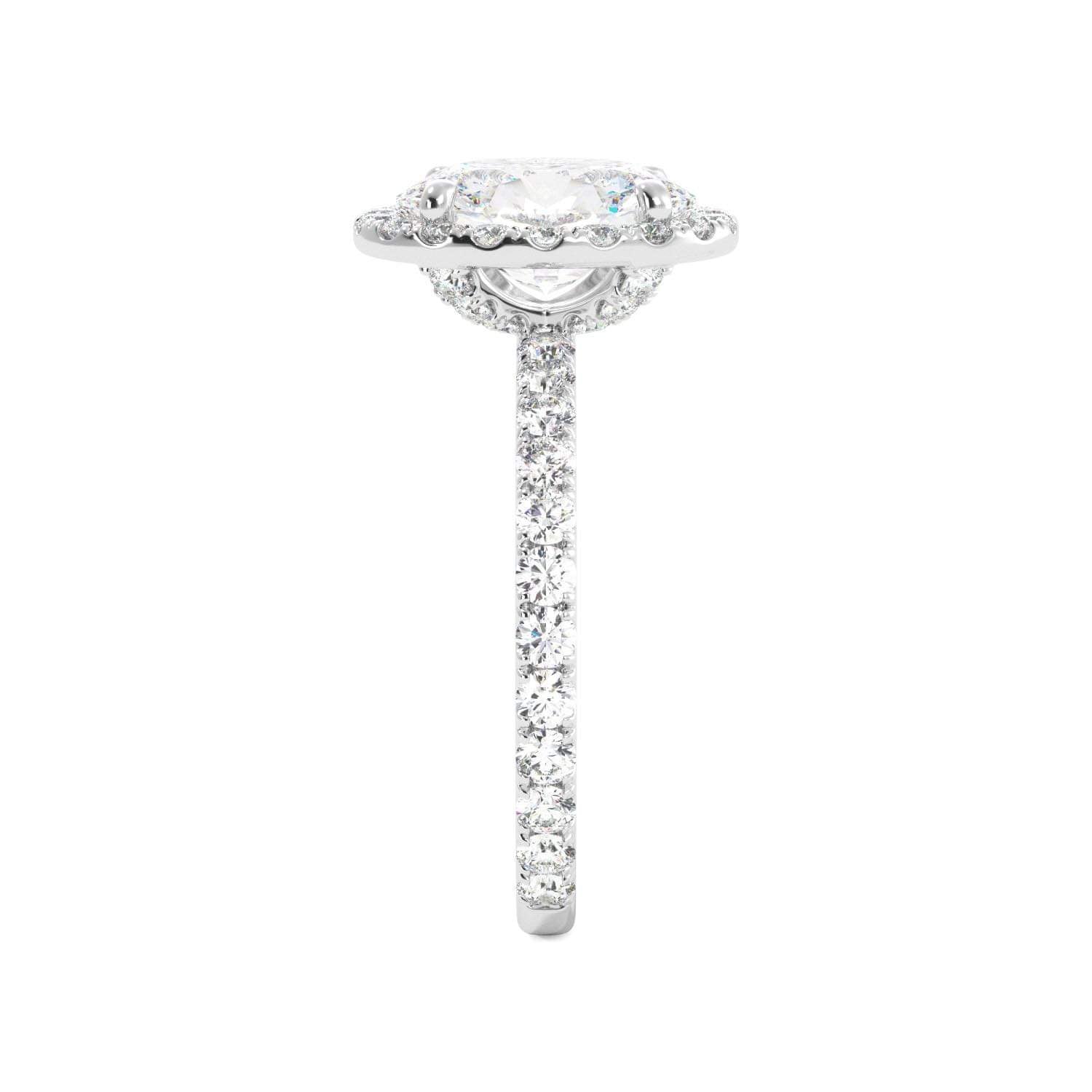 Oval Shaped Diamond Pavé Halo Set Engagement Ring - Balacia