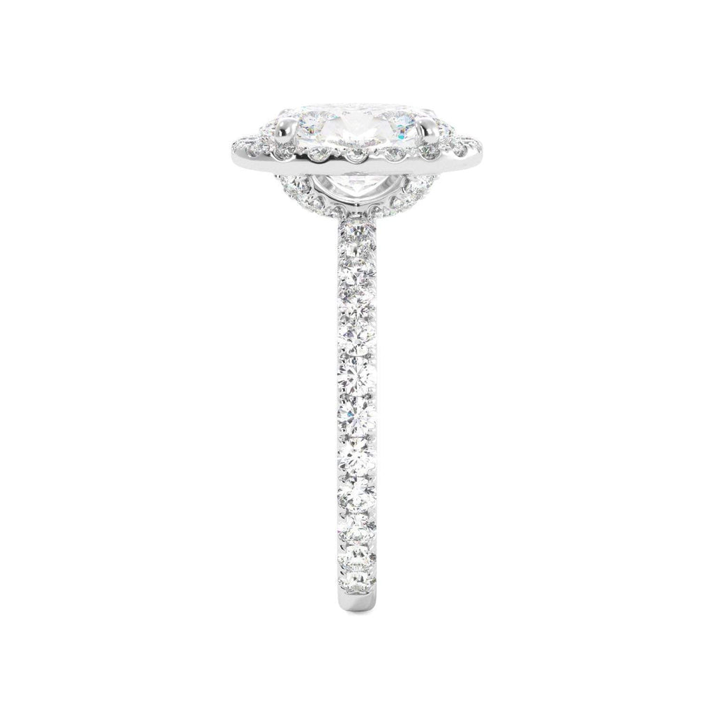 Oval Shaped Diamond Pavé Halo Set Engagement Ring - Balacia