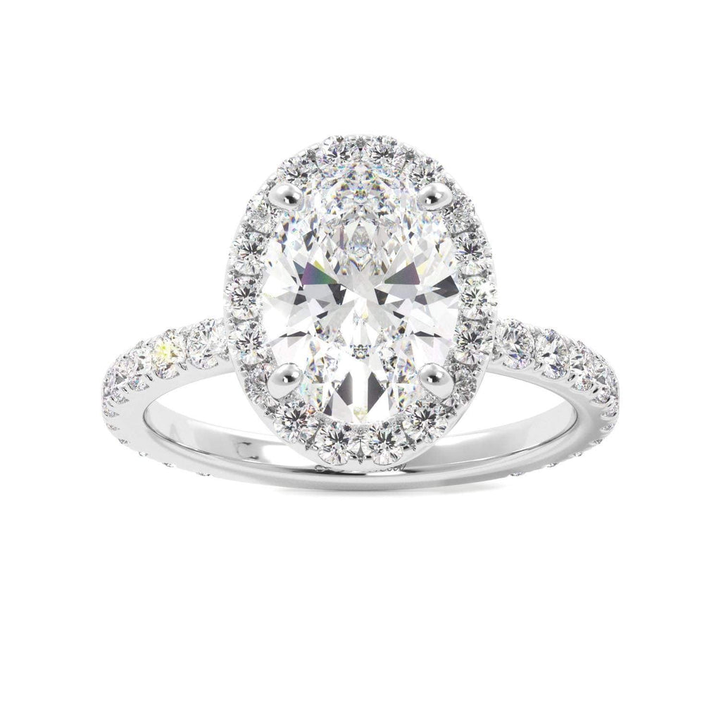 Oval Shaped Diamond Pavé Halo Set Engagement Ring - Balacia