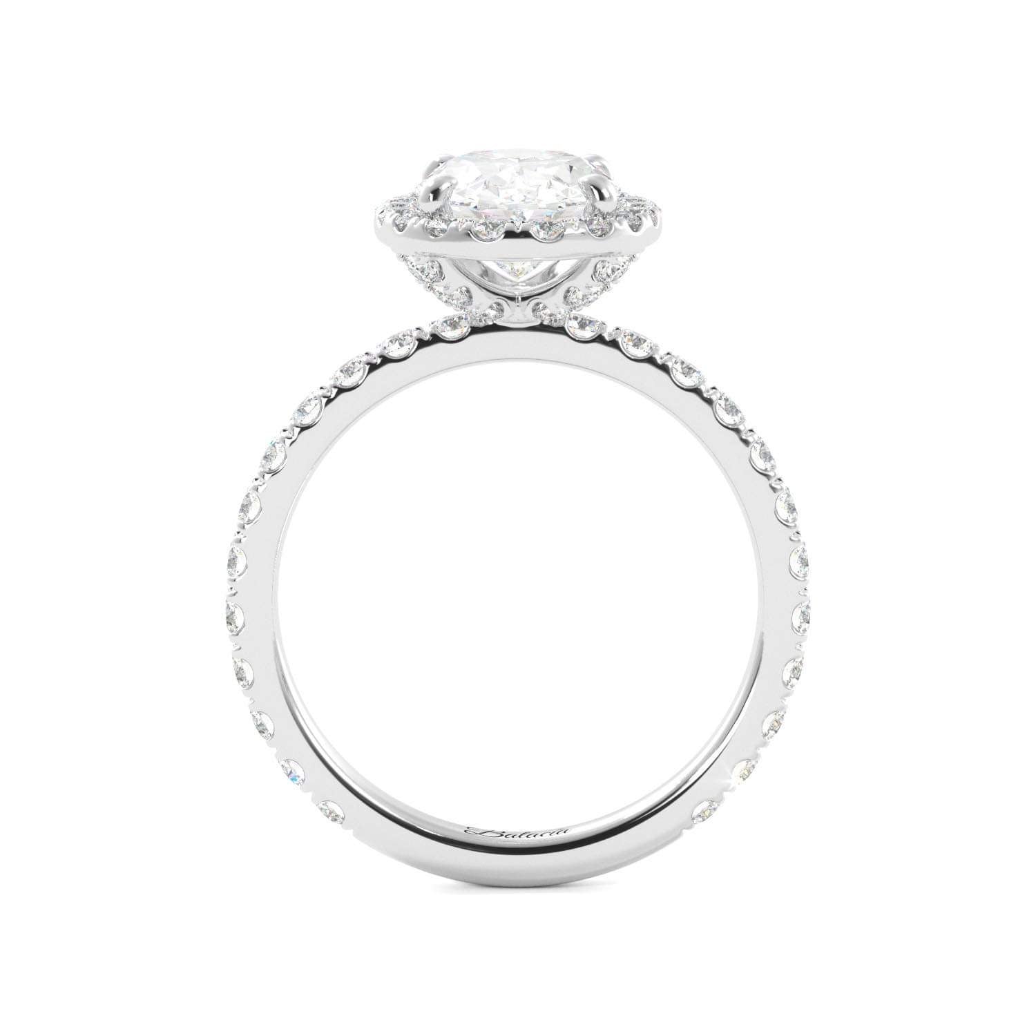 Oval Shaped Diamond Pavé Halo Set Engagement Ring - Balacia