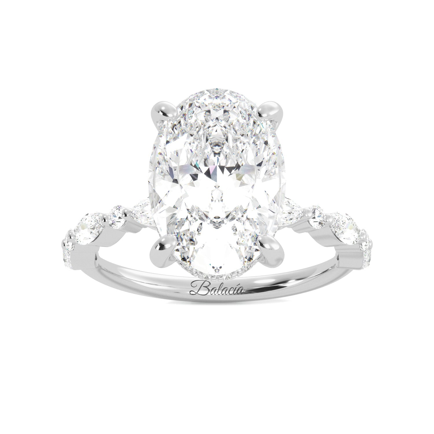 Oval Shaped Diamond Pavé Hidden Halo Engagement Ring - Balacia