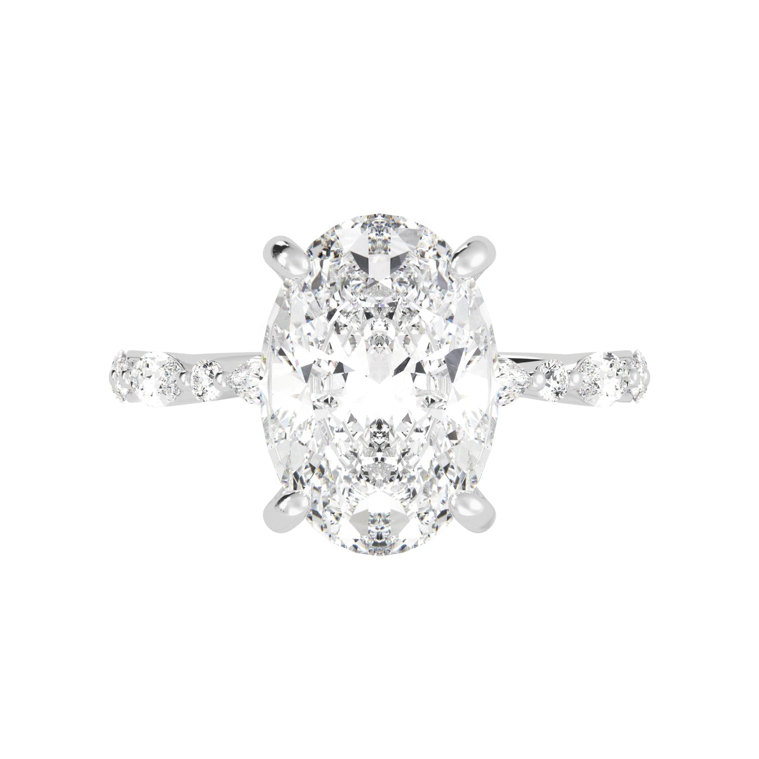 Oval Shaped Diamond Pavé Hidden Halo Engagement Ring - Balacia