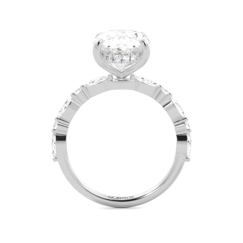 Oval Shaped Diamond Pavé Hidden Halo Engagement Ring - Balacia