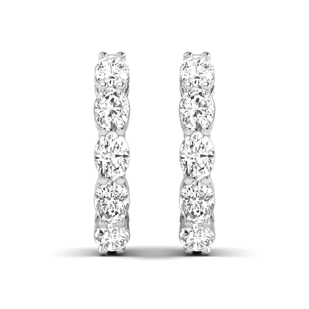 Oval Shared Prong Diamond Hoop Earrings - Balacia