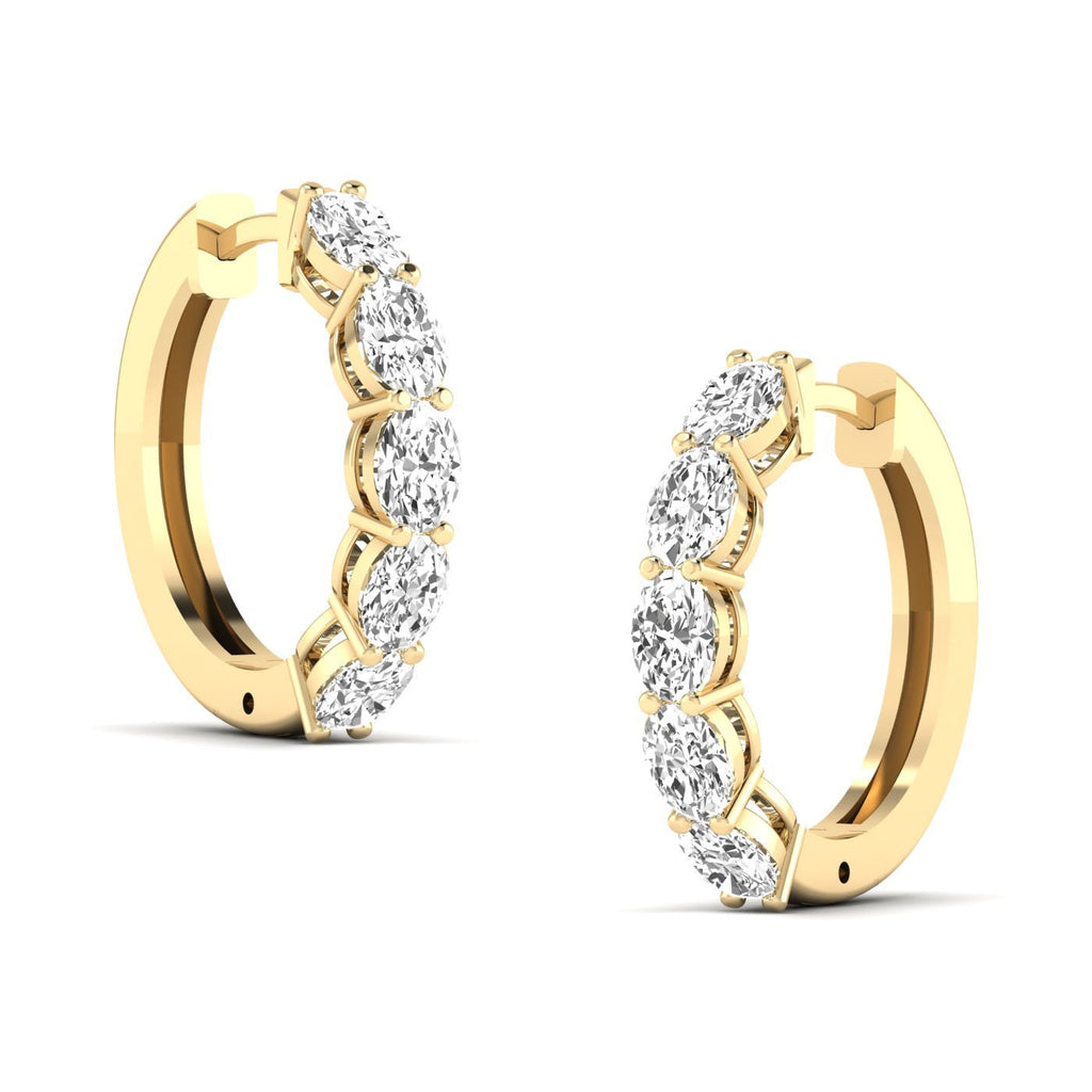 Oval Shared Prong Diamond Hoop Earrings - Balacia