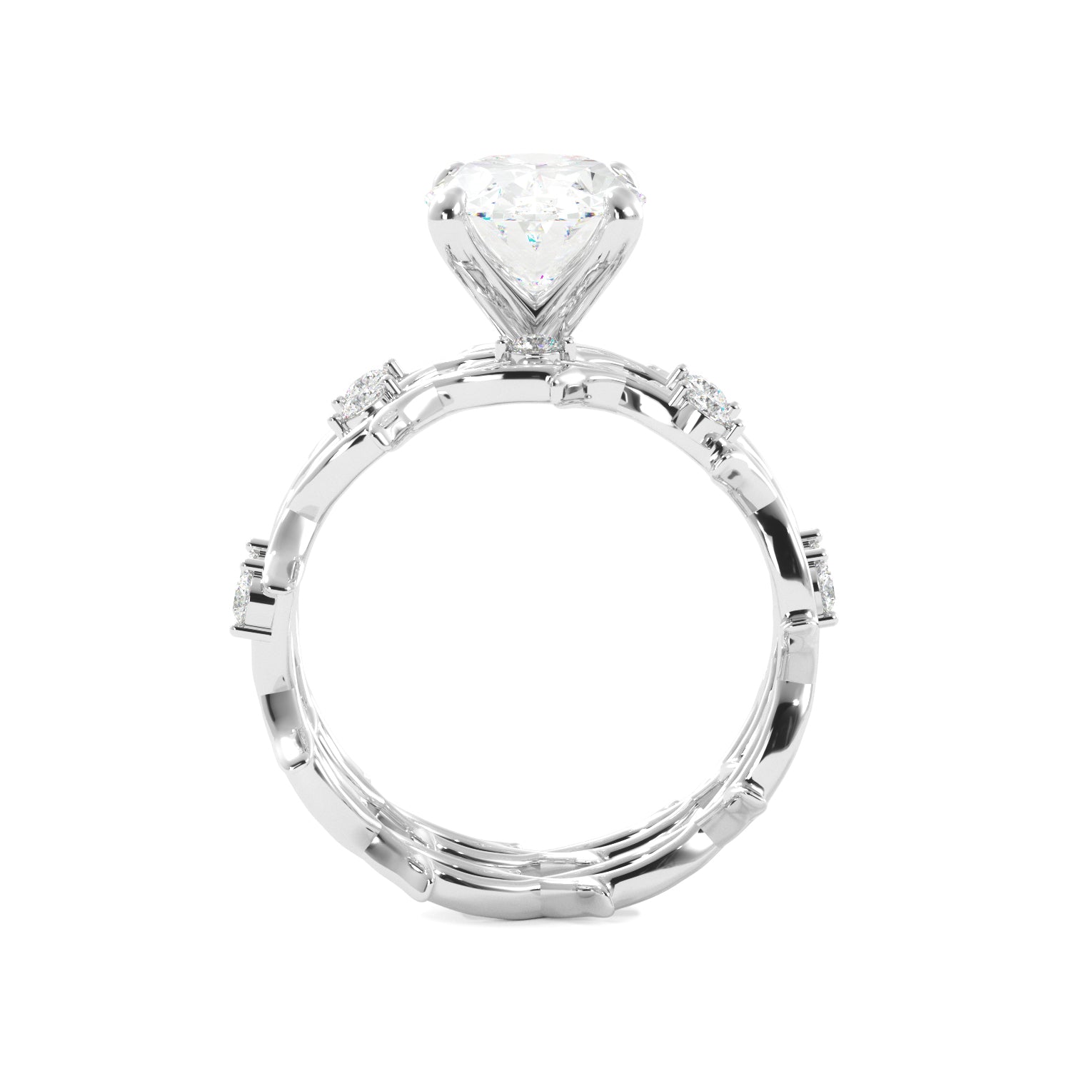 Oval Thorn Band Engagement Ring Set - Balacia