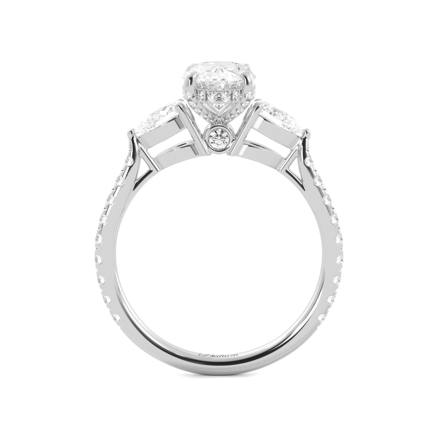 Oval With Pear Sides Hidden Halo Engagement Ring - Balacia