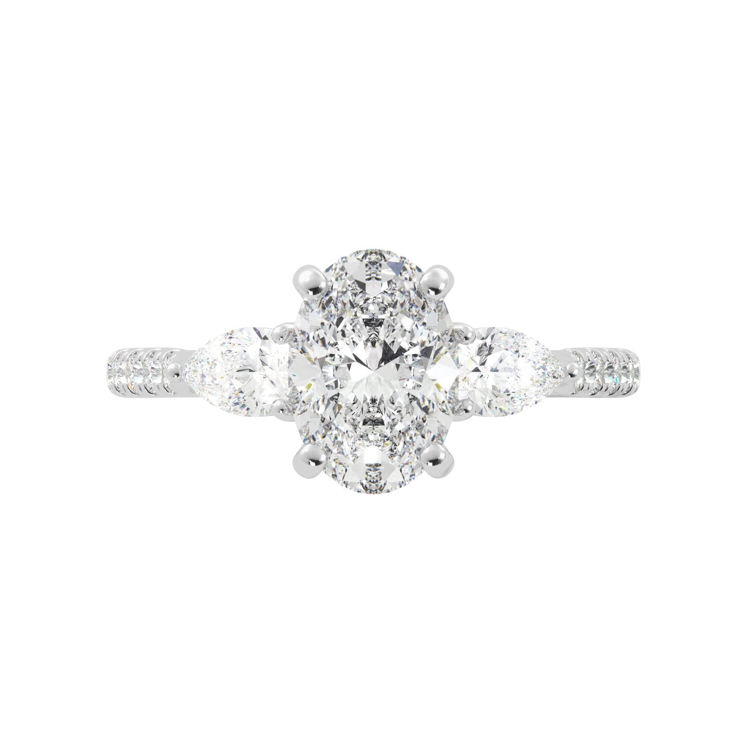 Oval With Pear Sides Hidden Halo Engagement Ring - Balacia