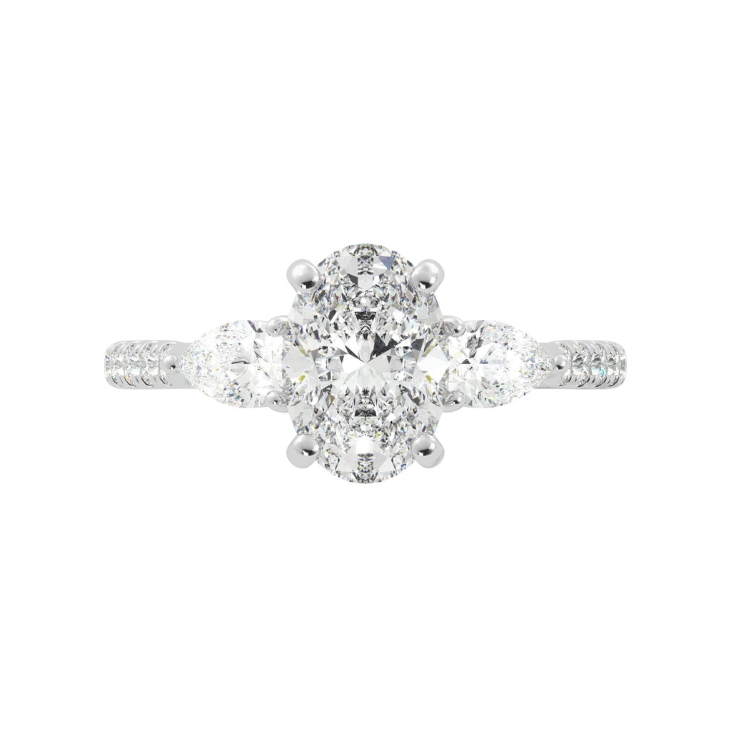 Oval With Pear Sides Hidden Halo Engagement Ring - Balacia