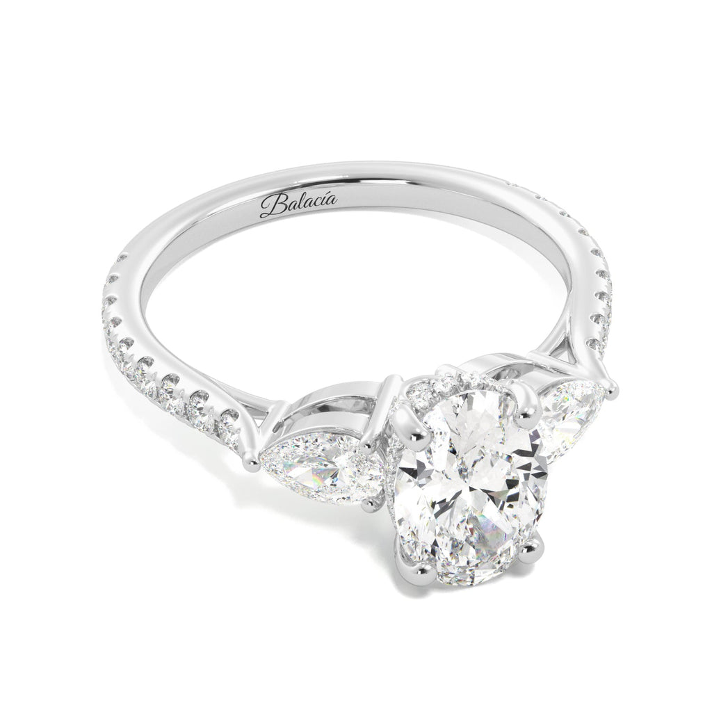 Oval With Pear Sides Hidden Halo Engagement Ring - Balacia