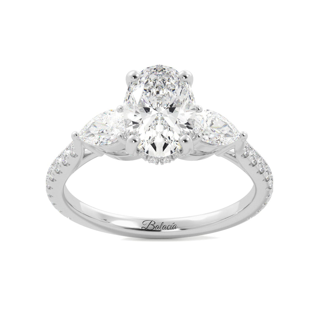 Oval With Pear Sides Hidden Halo Engagement Ring - Balacia