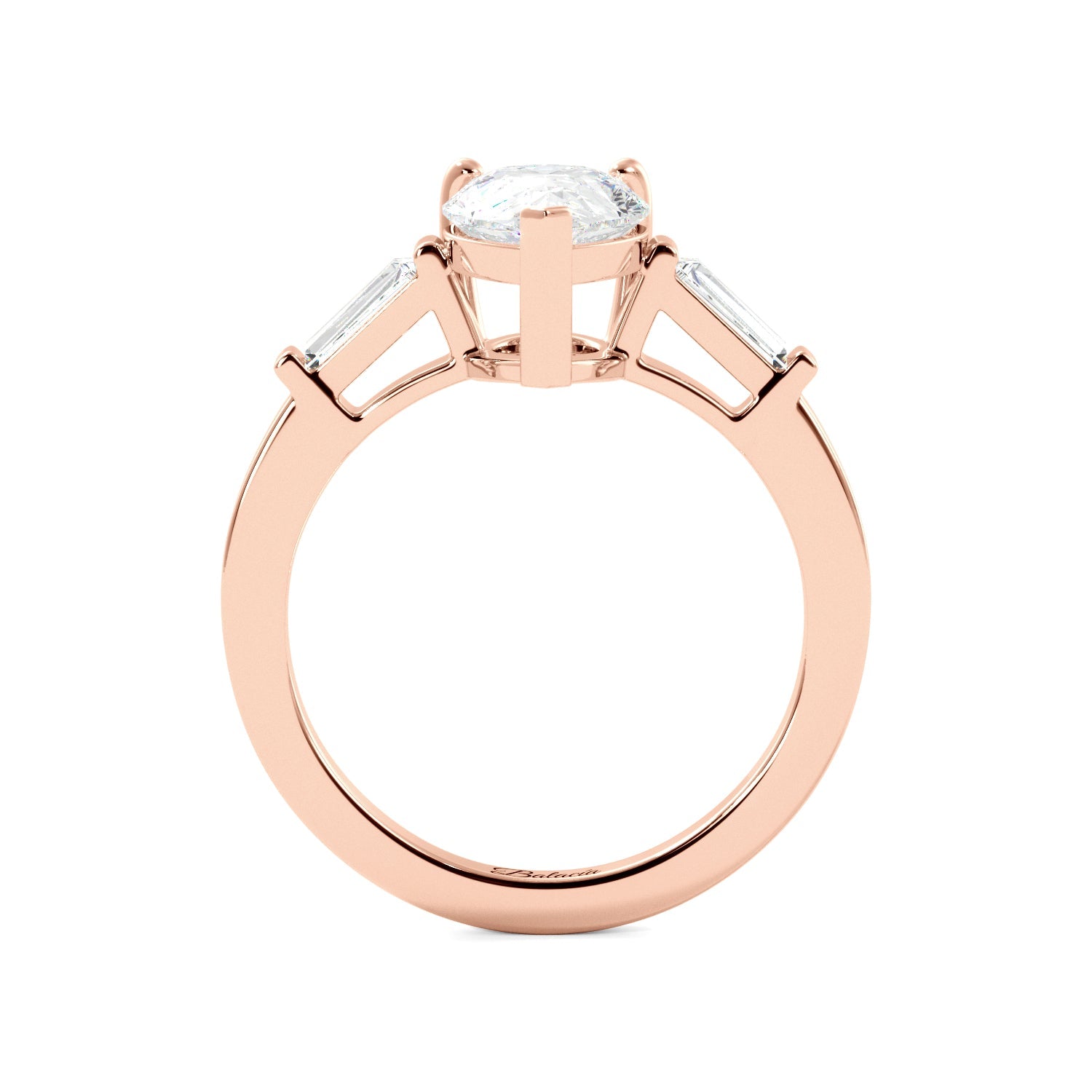 Pear Cut Cathedral with Side Bagguettes Engagement RIng - Balacia