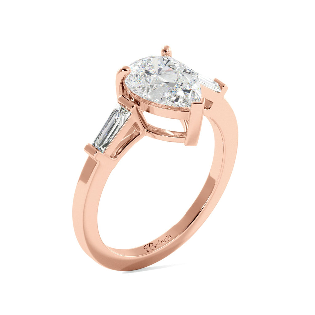 Pear Cut Cathedral with Side Bagguettes Engagement RIng - Balacia