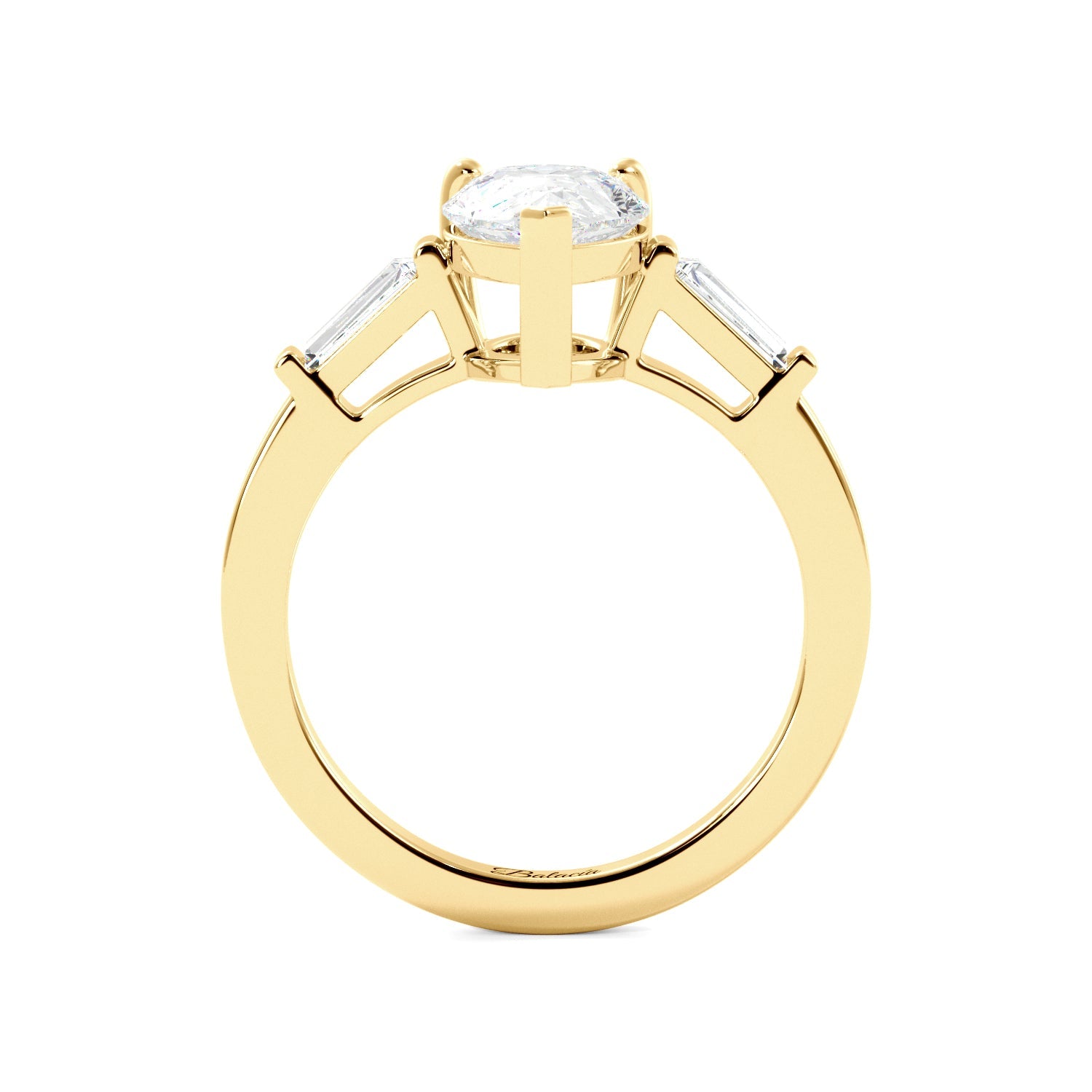 Pear Cut Cathedral with Side Bagguettes Engagement RIng - Balacia