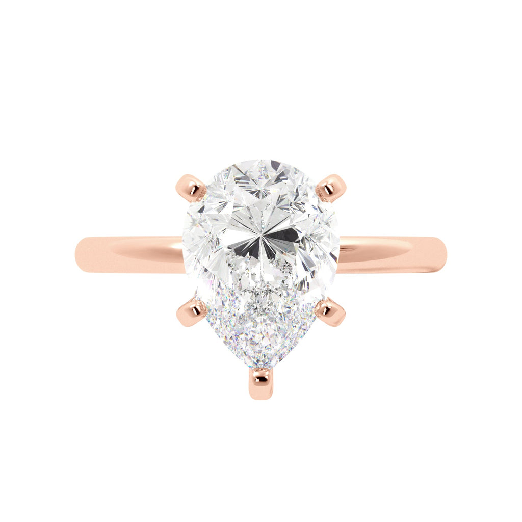 Pear Cut Solitaire Prong Studded with Hidden Halo Engagement Ring - Balacia