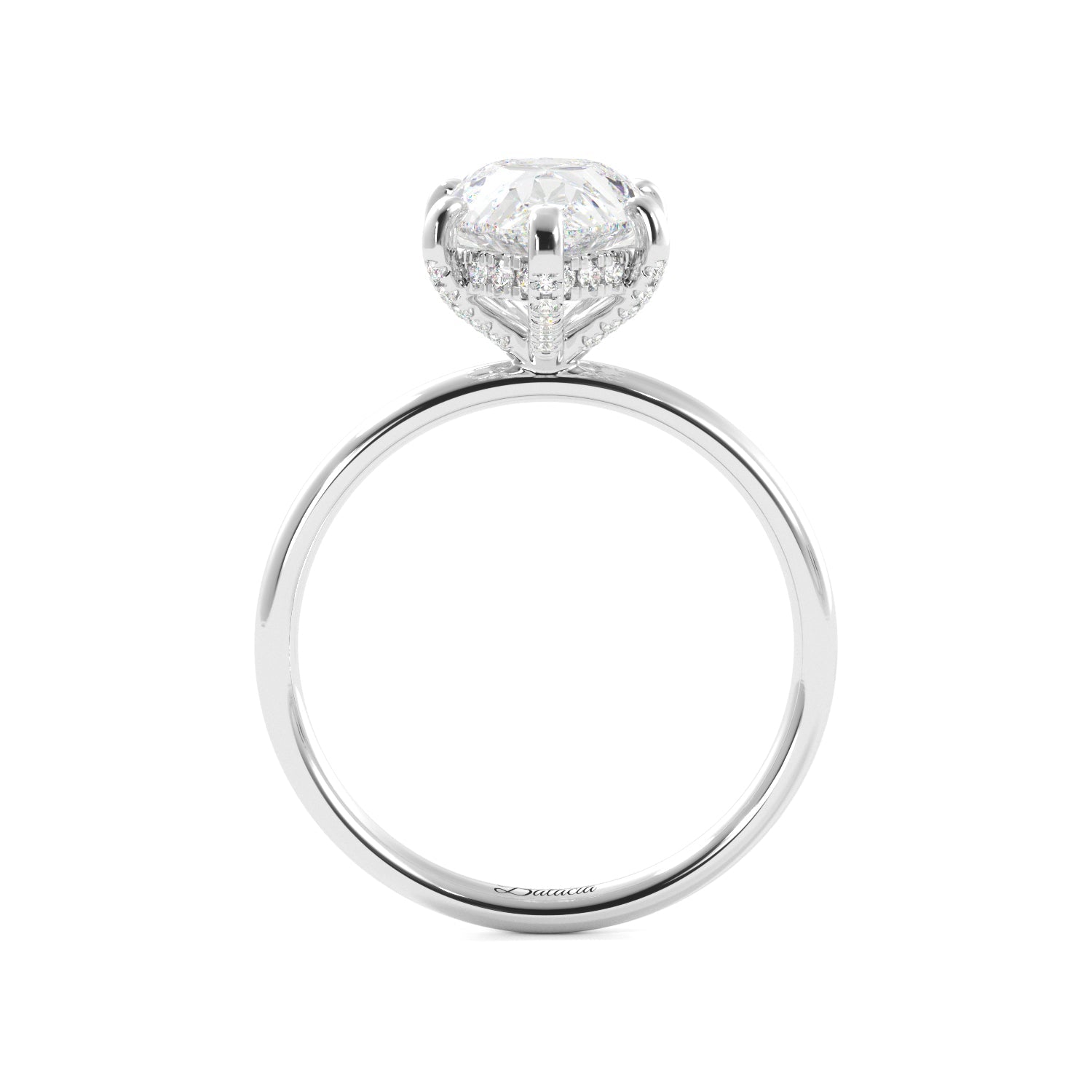 Pear Cut Solitaire Prong Studded with Hidden Halo Engagement Ring - Balacia