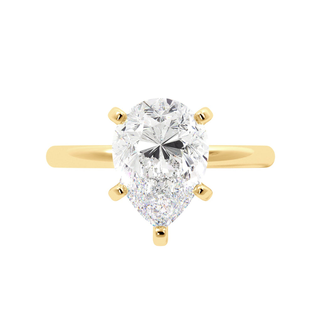 Pear Cut Solitaire Prong Studded with Hidden Halo Engagement Ring - Balacia