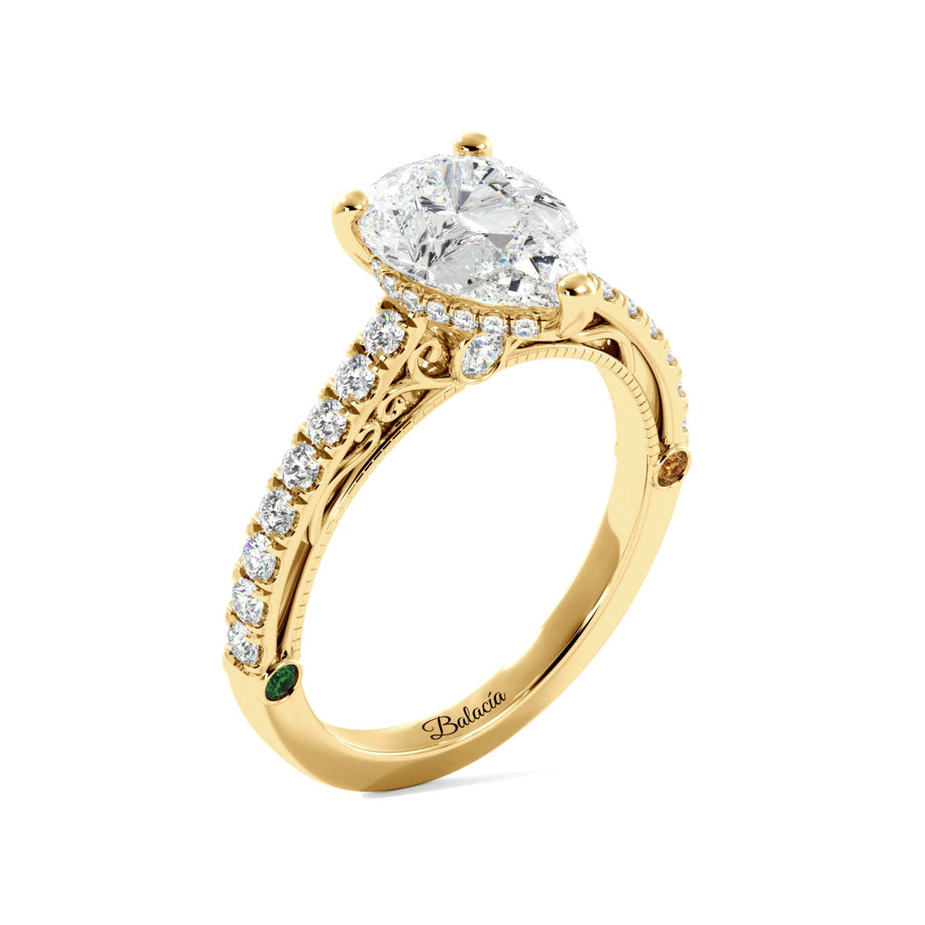 Pear Diamond 1/2 Eternity Engagement Ring - Balacia