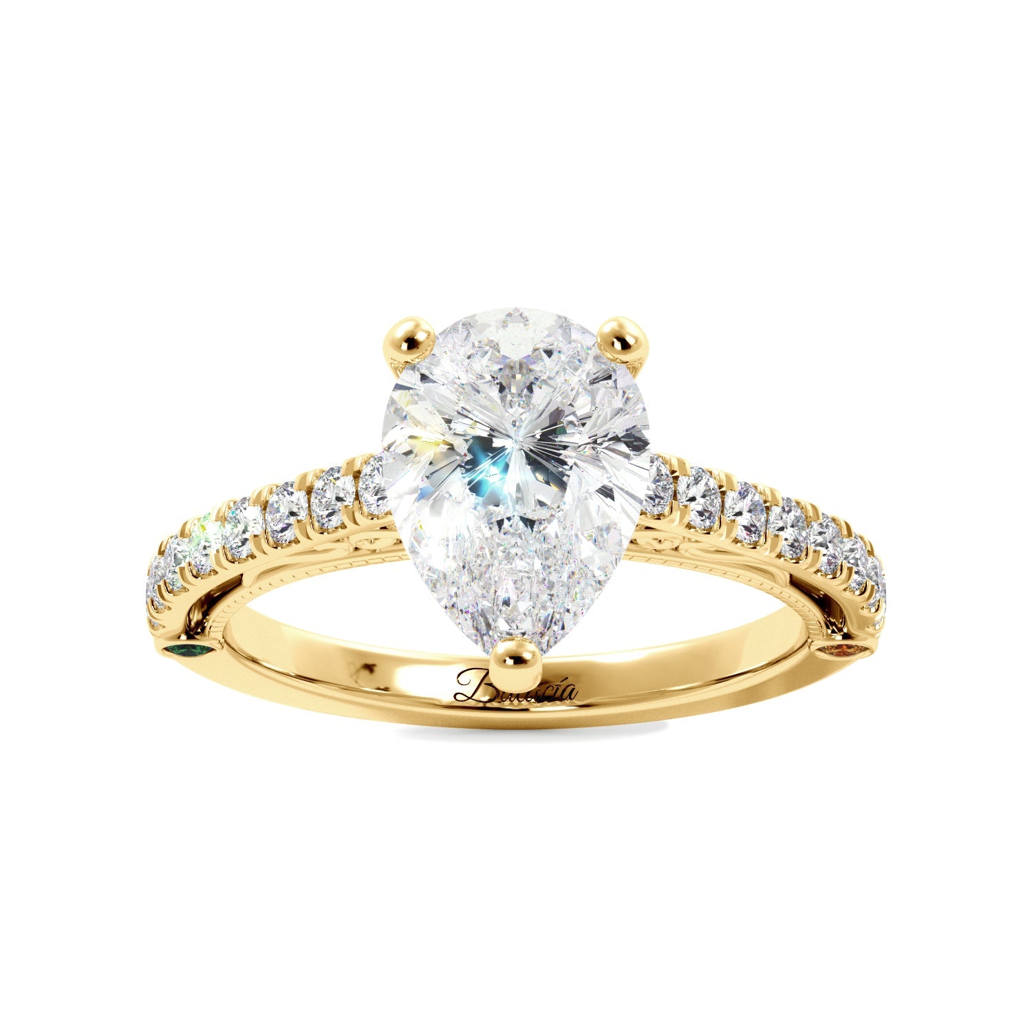 Pear Diamond 1/2 Eternity Engagement Ring - Balacia