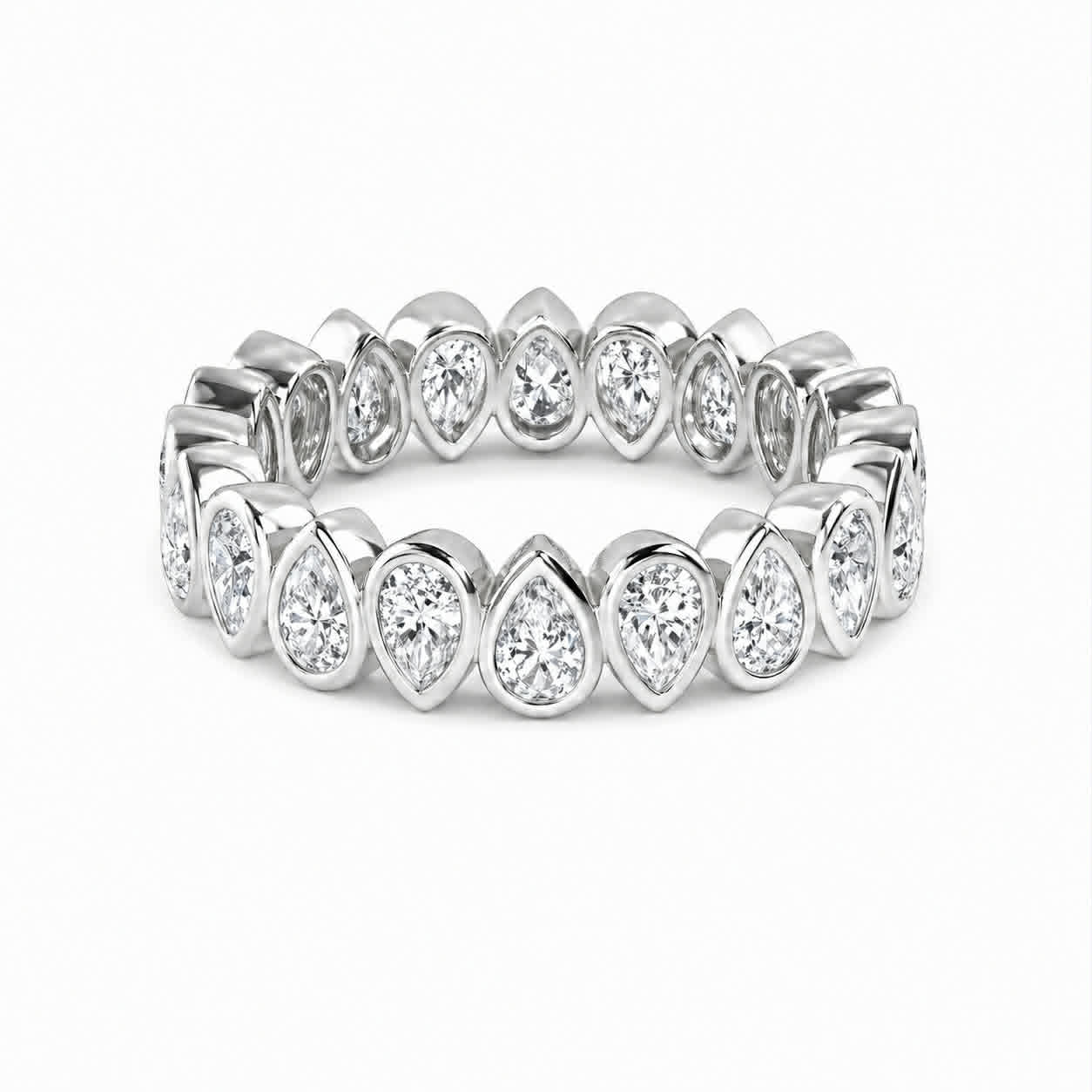 White Gold Pear Diamond Bezel Eternity Band