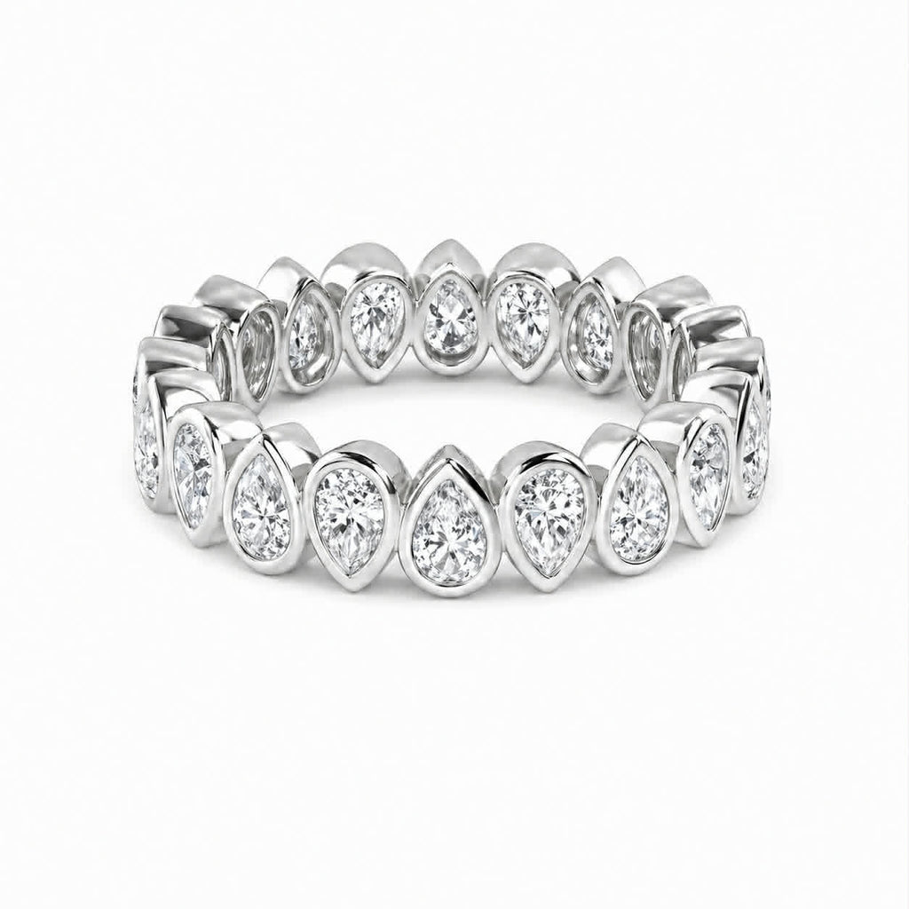 White Gold Pear Diamond Bezel Eternity Band