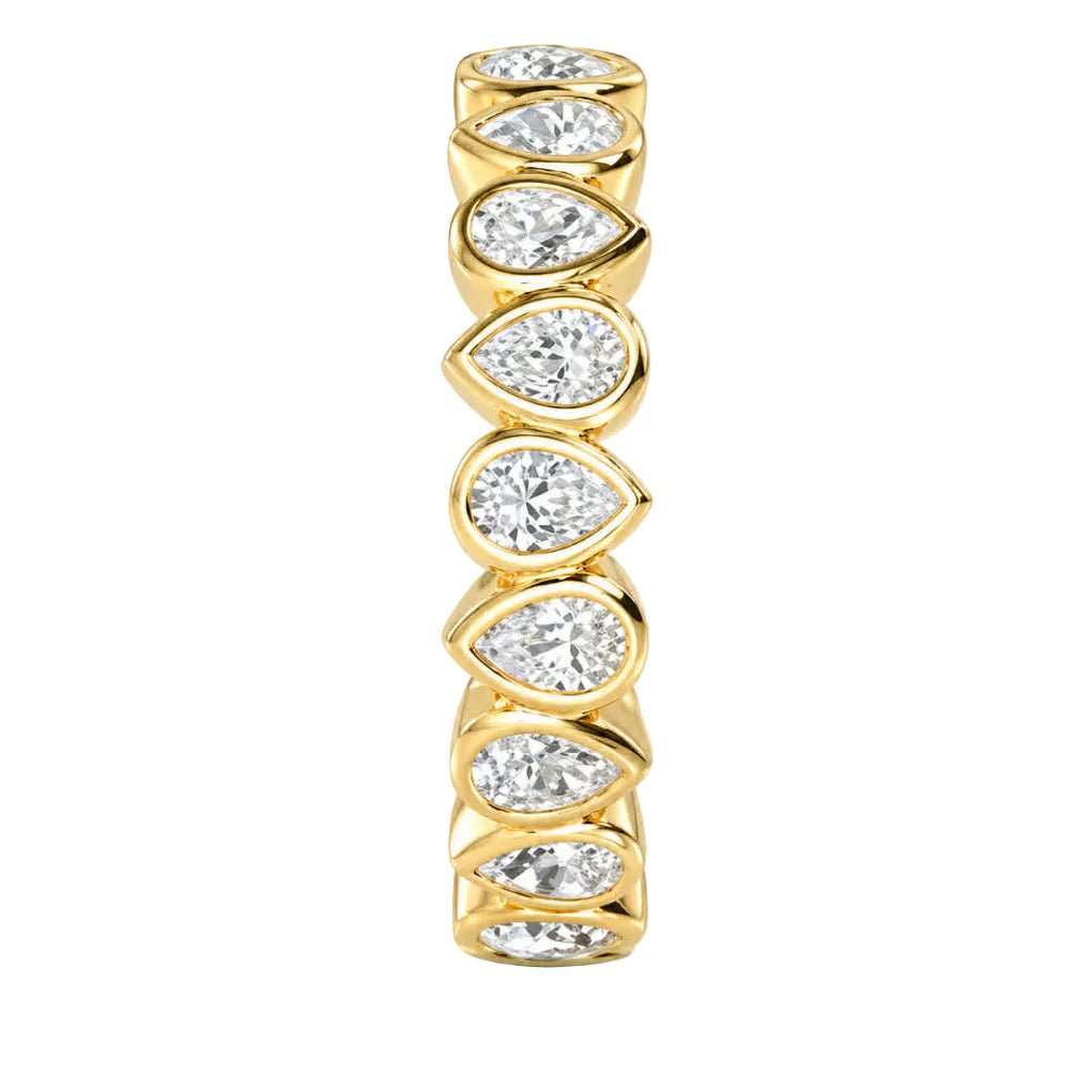 Yellow Gold Pear Diamond Bezel Eternity Band Side