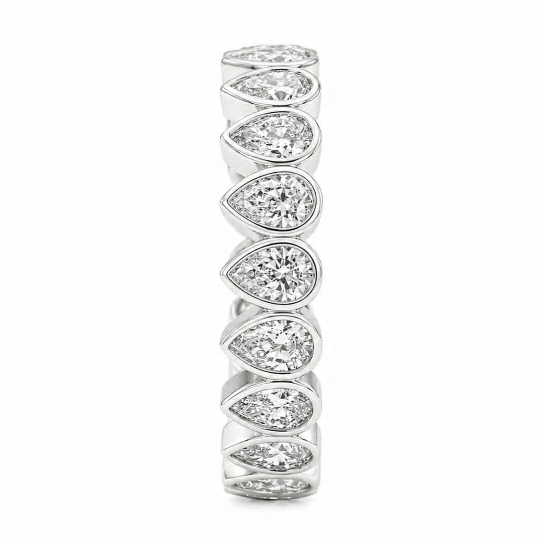White Gold Pear Diamond Bezel Eternity Band