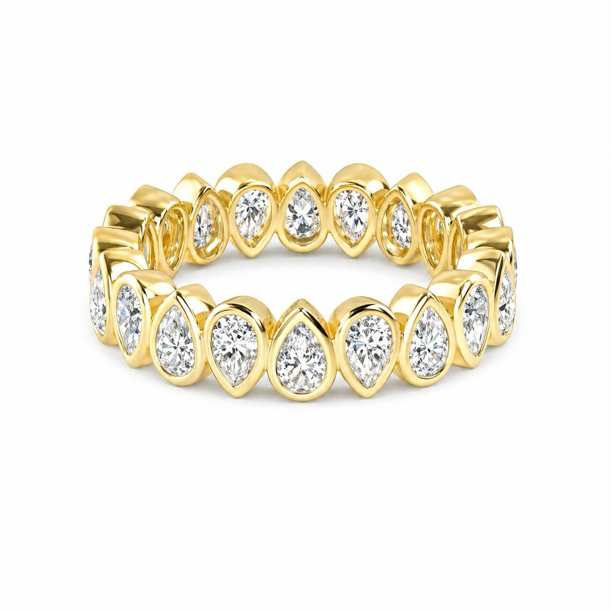 Yellow Gold Pear Diamond Bezel Eternity Band 
