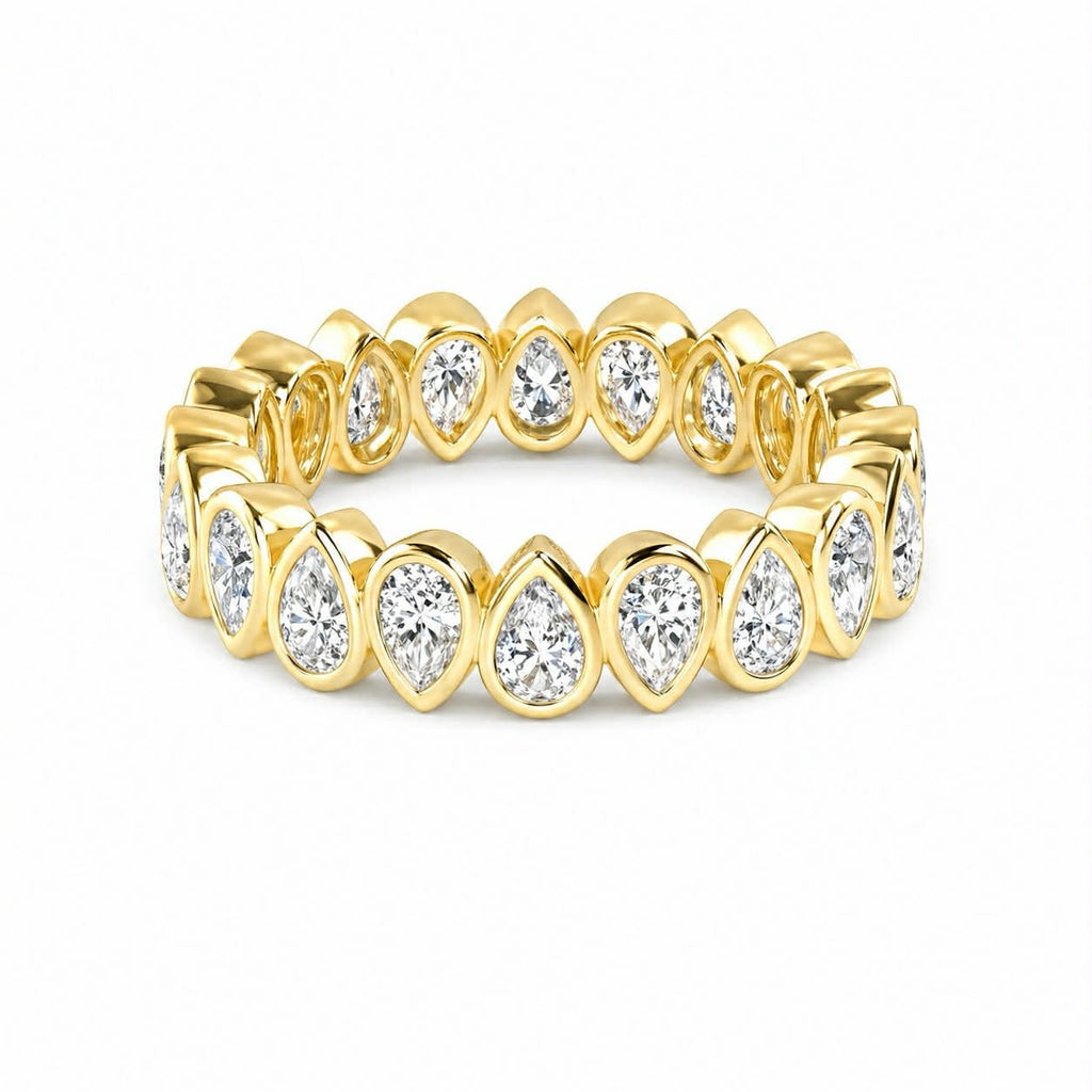 Yellow Gold Pear Diamond Bezel Eternity Band 