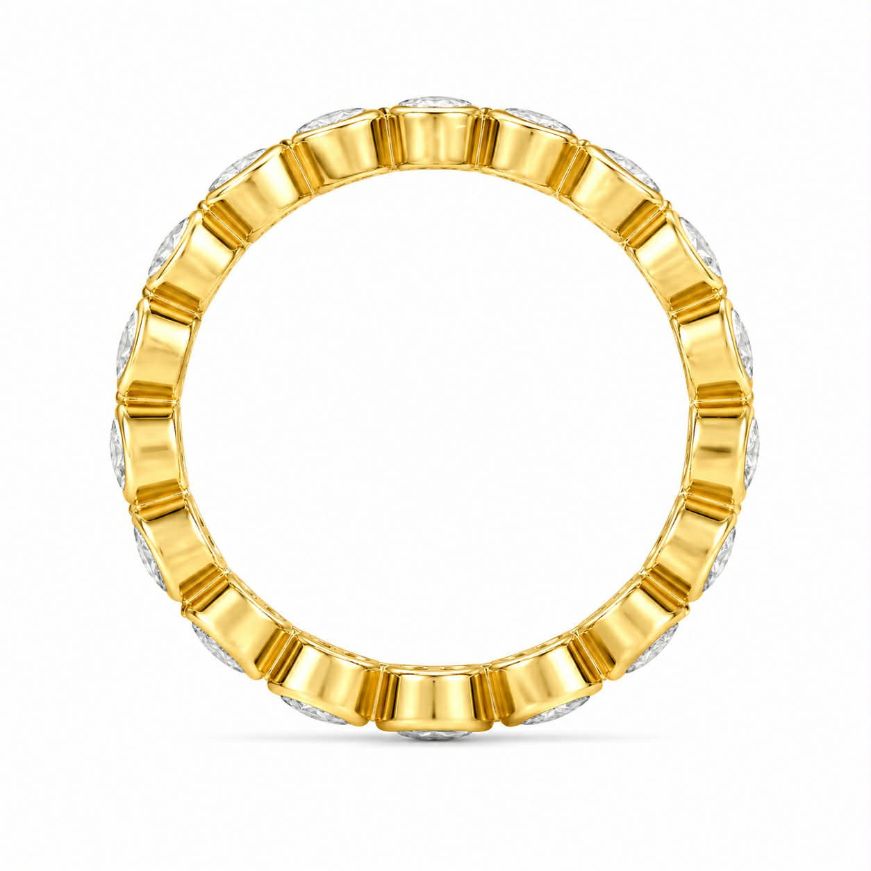 Yellow Gold Pear Diamond Bezel Eternity Band Full Side View