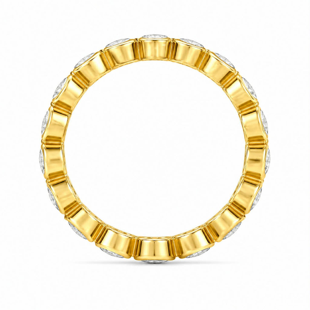 Yellow Gold Pear Diamond Bezel Eternity Band Full Side View