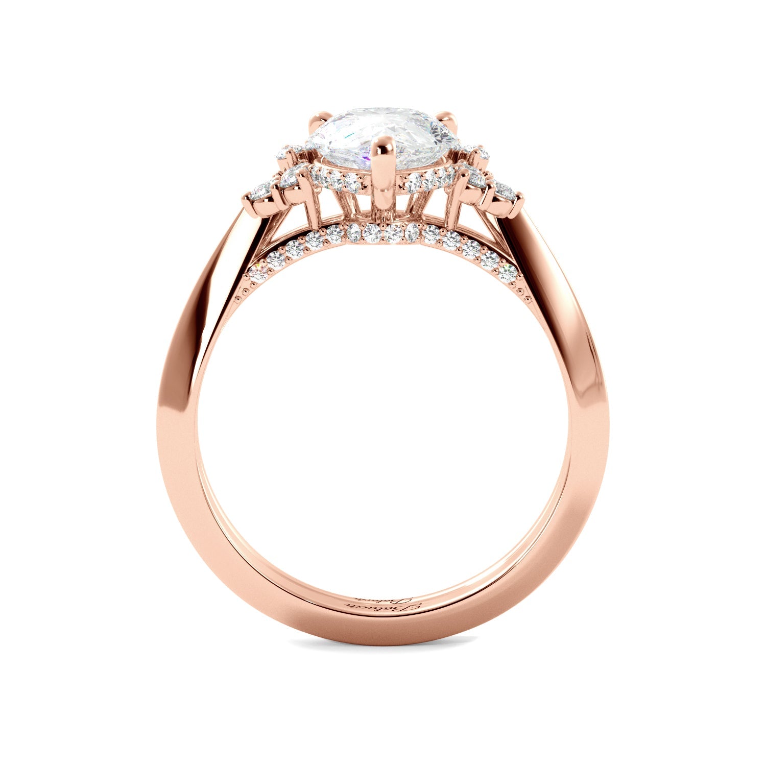 Pear Diamond Engagement Ring with Round Accents - Balacia