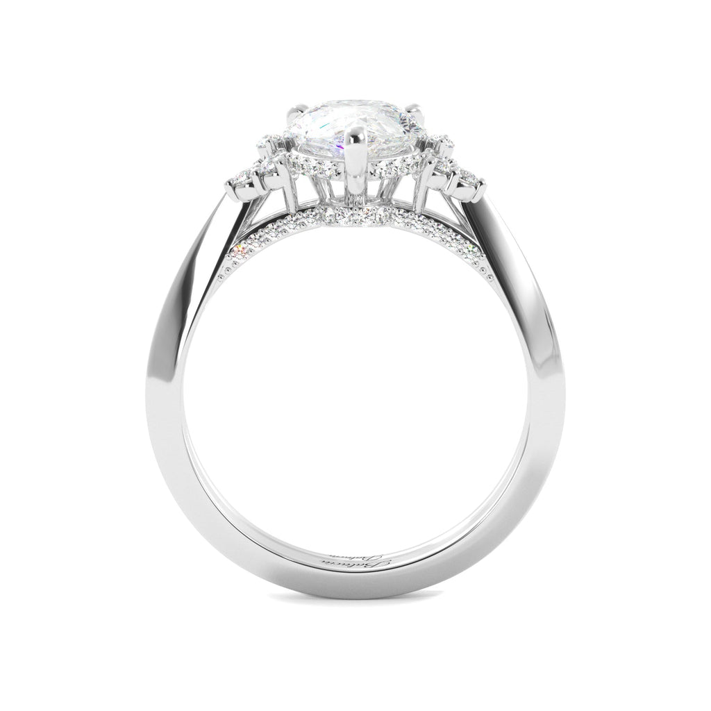 Pear Diamond Engagement Ring with Round Accents - Balacia