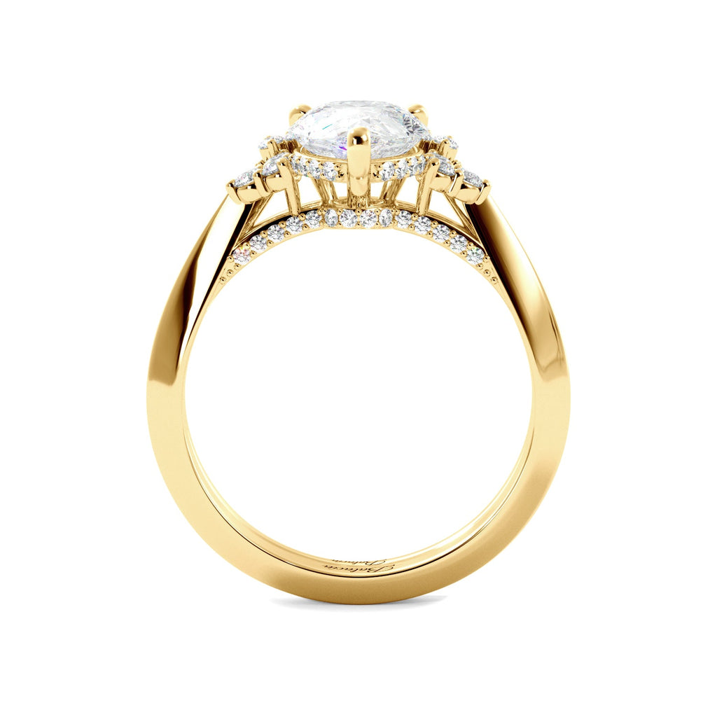 Pear Diamond Engagement Ring with Round Accents - Balacia