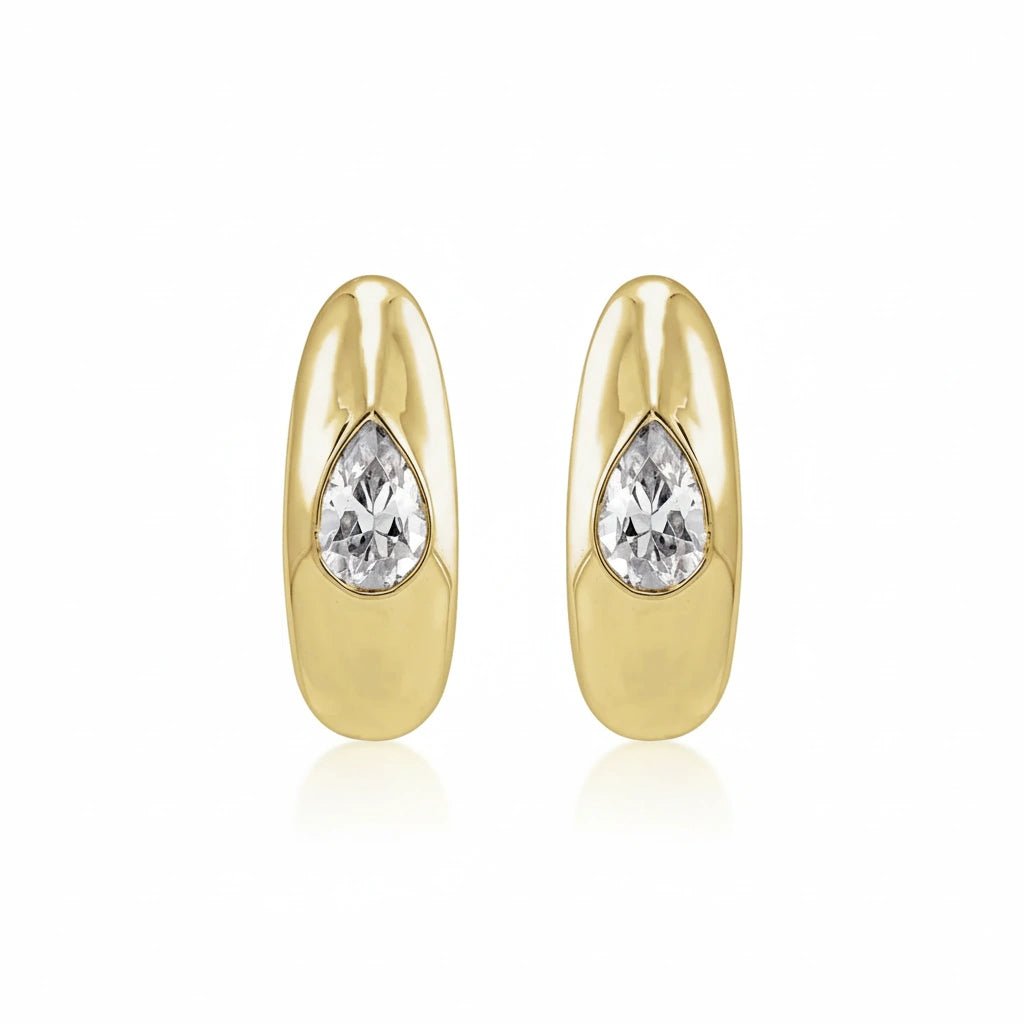 gold modern diamond hoop earrings
