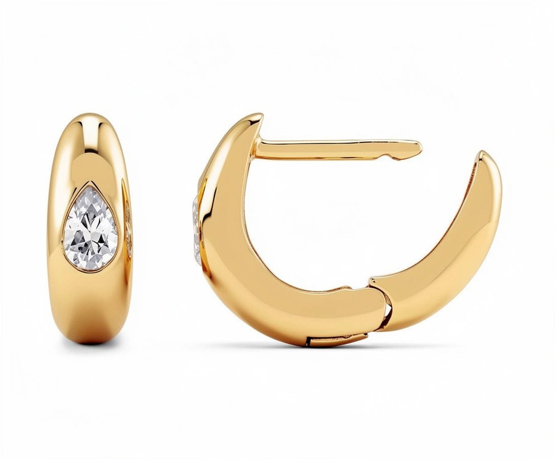 14k gold diamond hoops