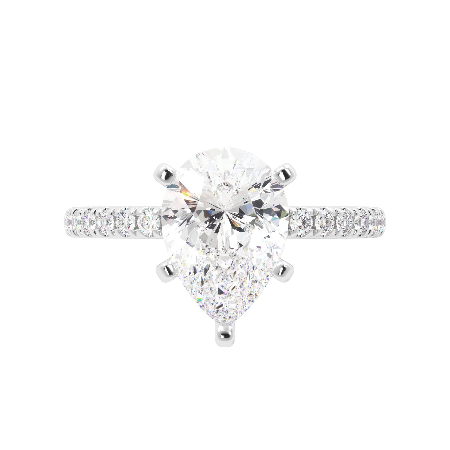 Pear Diamond Half Eternity Hidden Halo Engagement Ring - Balacia