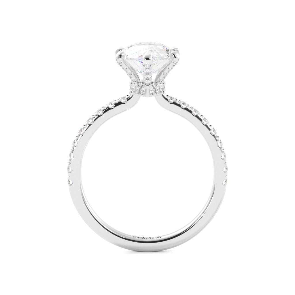 Pear Diamond Half Eternity Hidden Halo Engagement Ring - Balacia