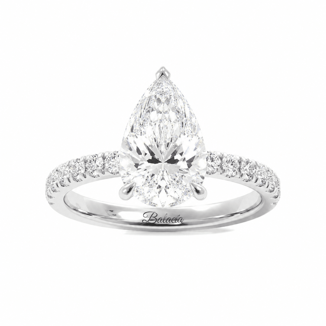 Pear lab diamond hidden halo engagement ring